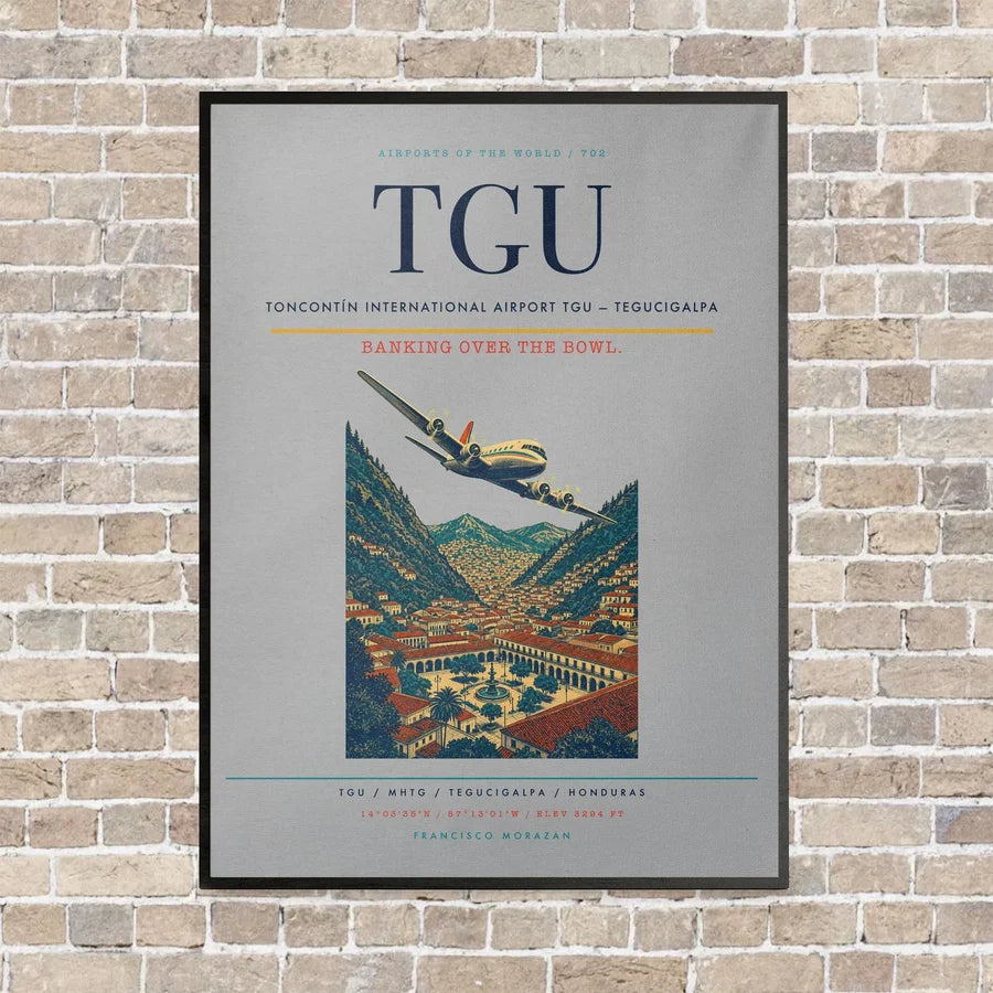Toncontín International Airport TGU — Tegucigalpa vertical canvas print - framed - light gray background