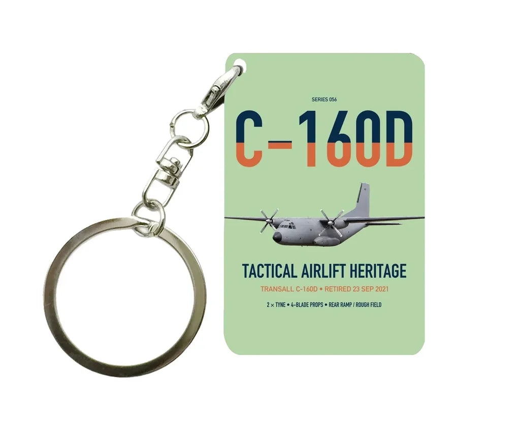 Transall C-160D design on light green designed key chain, double-side print