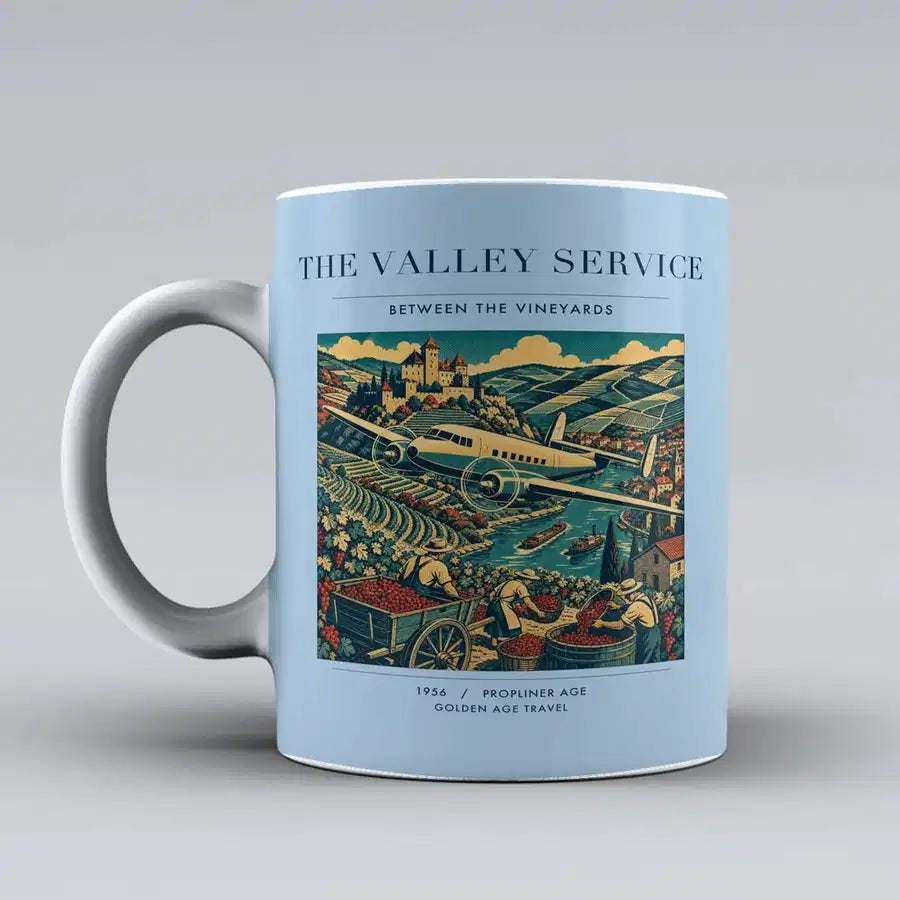 VINTAGE G4110 - The Valley Service - Ceramic Mug design on lightblue