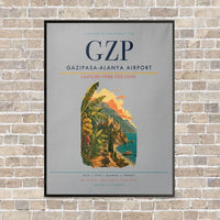 Thumbnail for Gazipasa-Alanya Airport GZP vertical canvas print - framed - light gray background