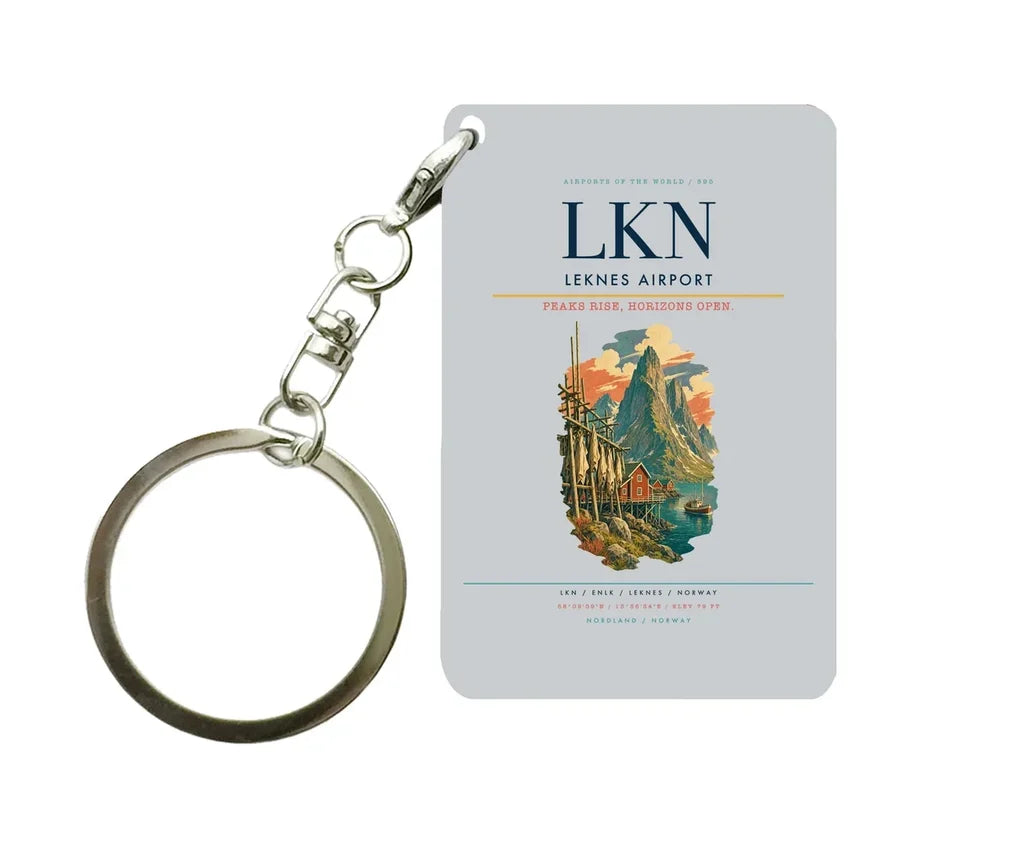 Leknes Airport (LKN) design on light gray key chain