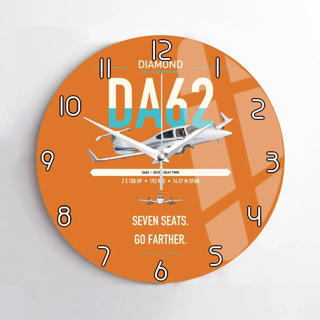 Diamond DA62 design on orange no frame wall clock