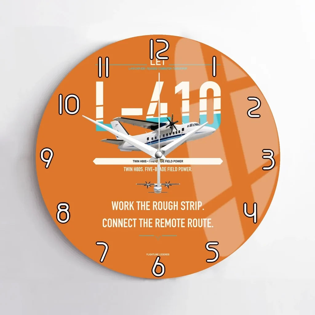LET L-410 UVP-E20 design on orange no frame wall clock