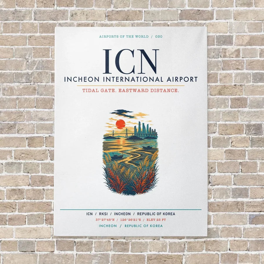 Incheon International Airport ICN vertical canvas print - no frame - white background