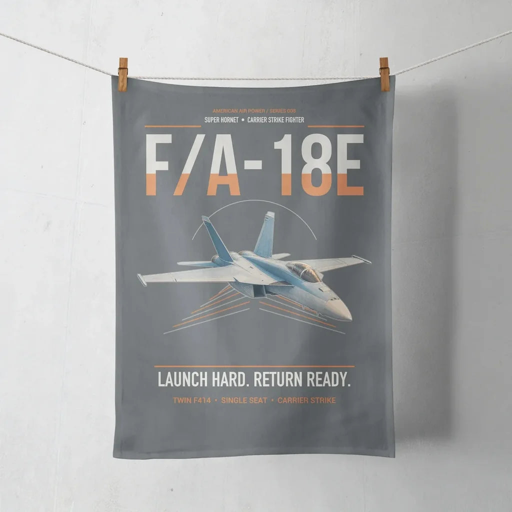 F-A-18E Super Hornet design on gray towel