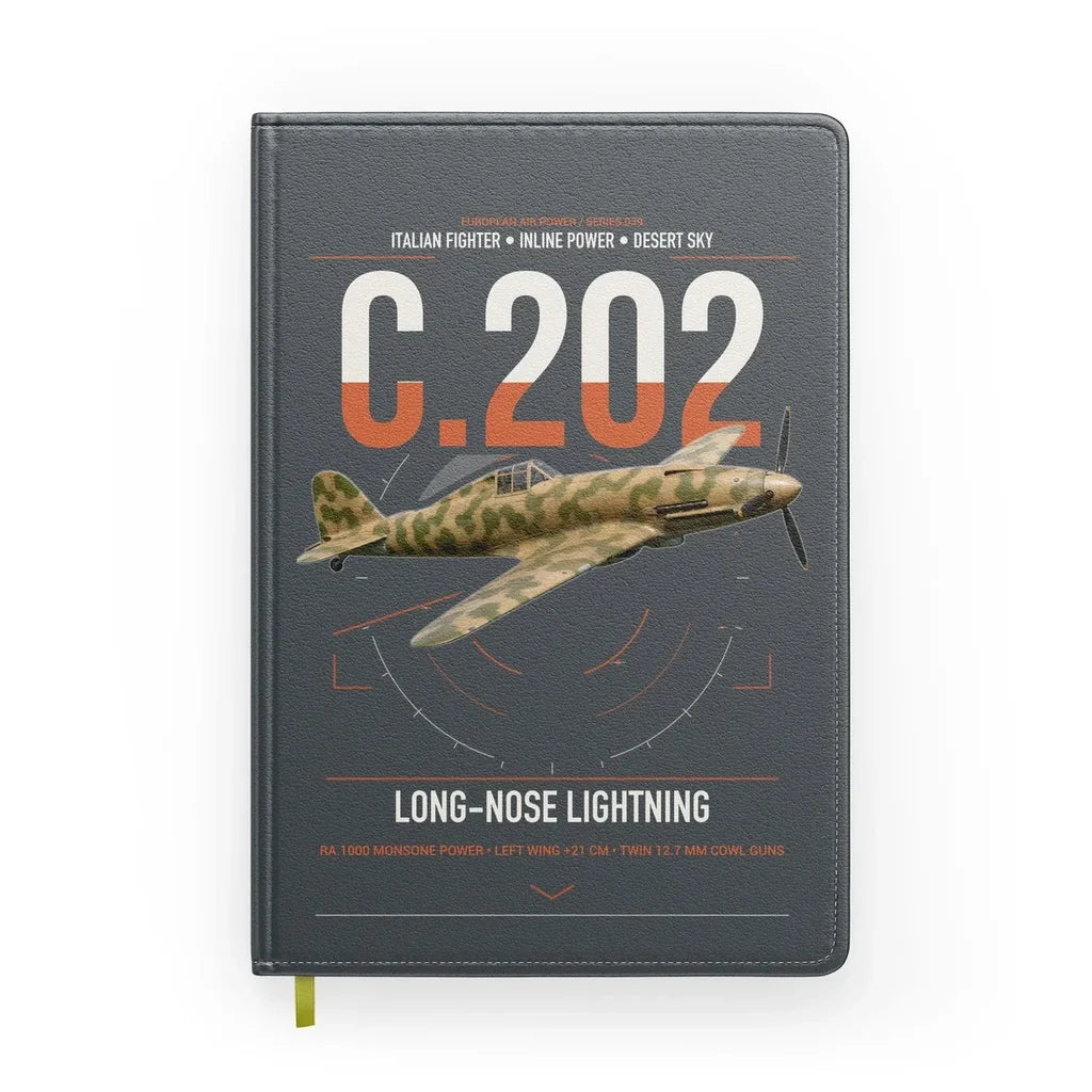 Macchi C.202 Folgore design on gray notebook