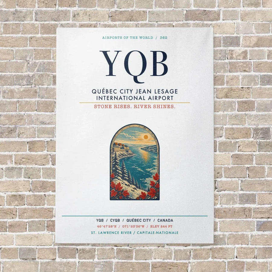 Québec City Jean Lesage International Airport YQB vertical canvas print - no frame - white background