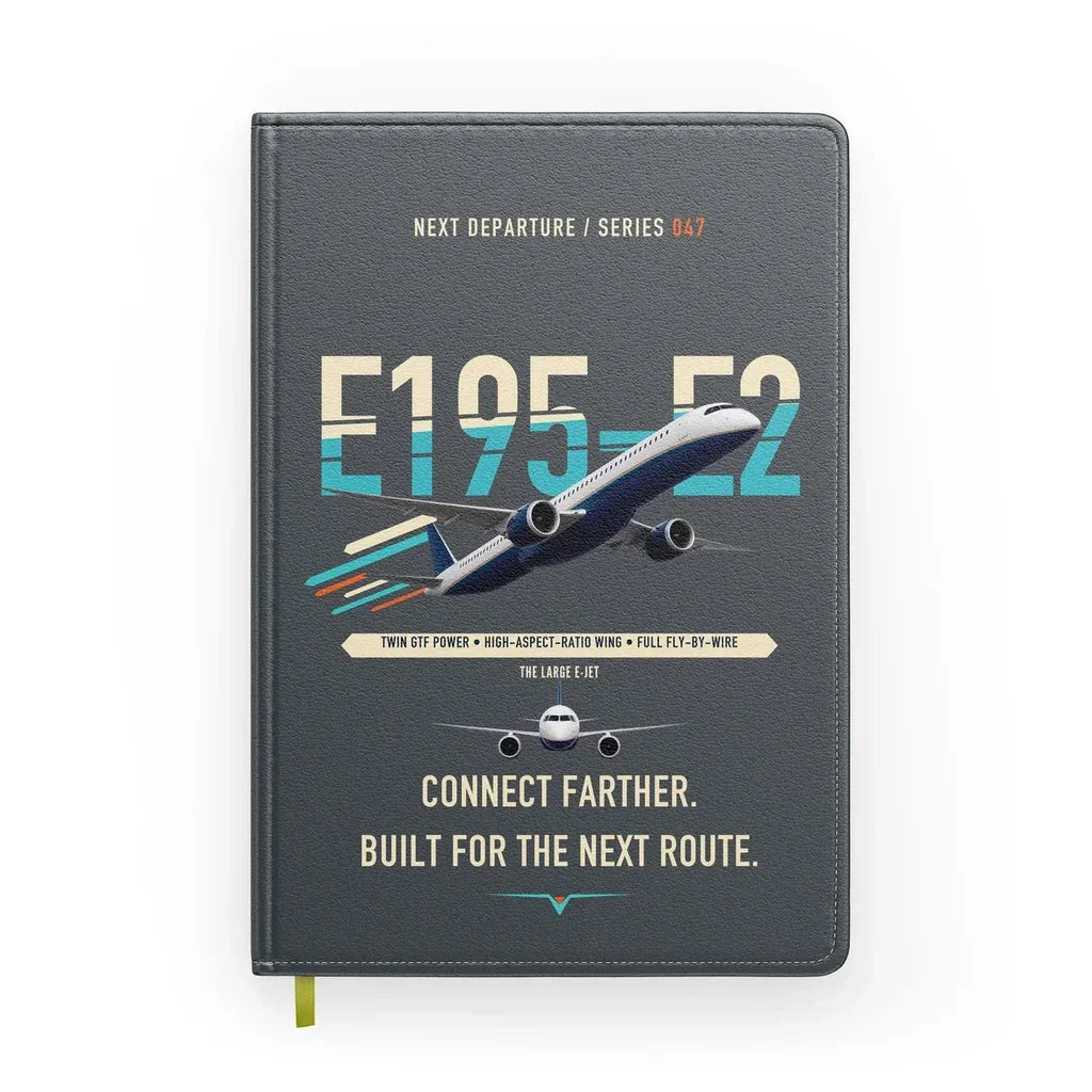 Embraer E195-E2 design on gray notebook
