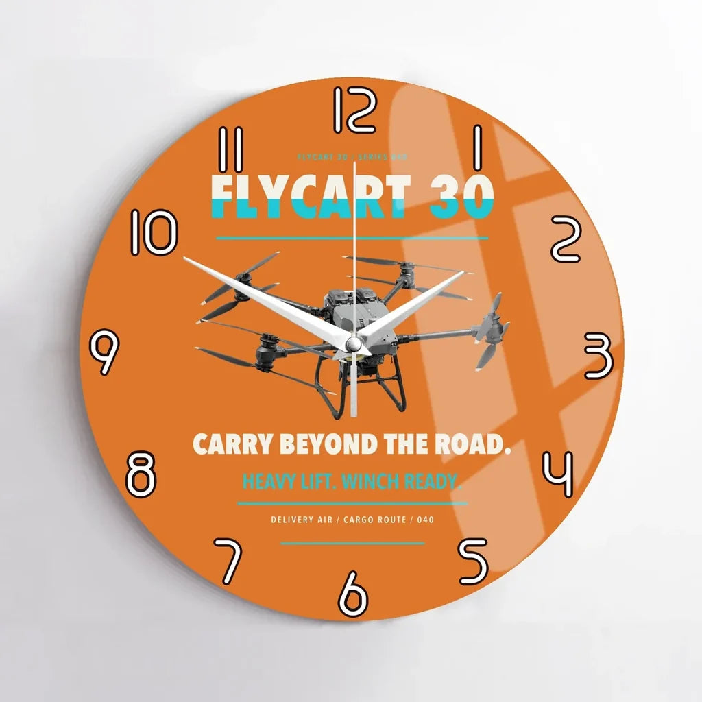 DJI FlyCart 30 design on orange no frame wall clock