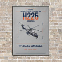 Thumbnail for Airbus H225 vertical canvas print - framed - light gray background
