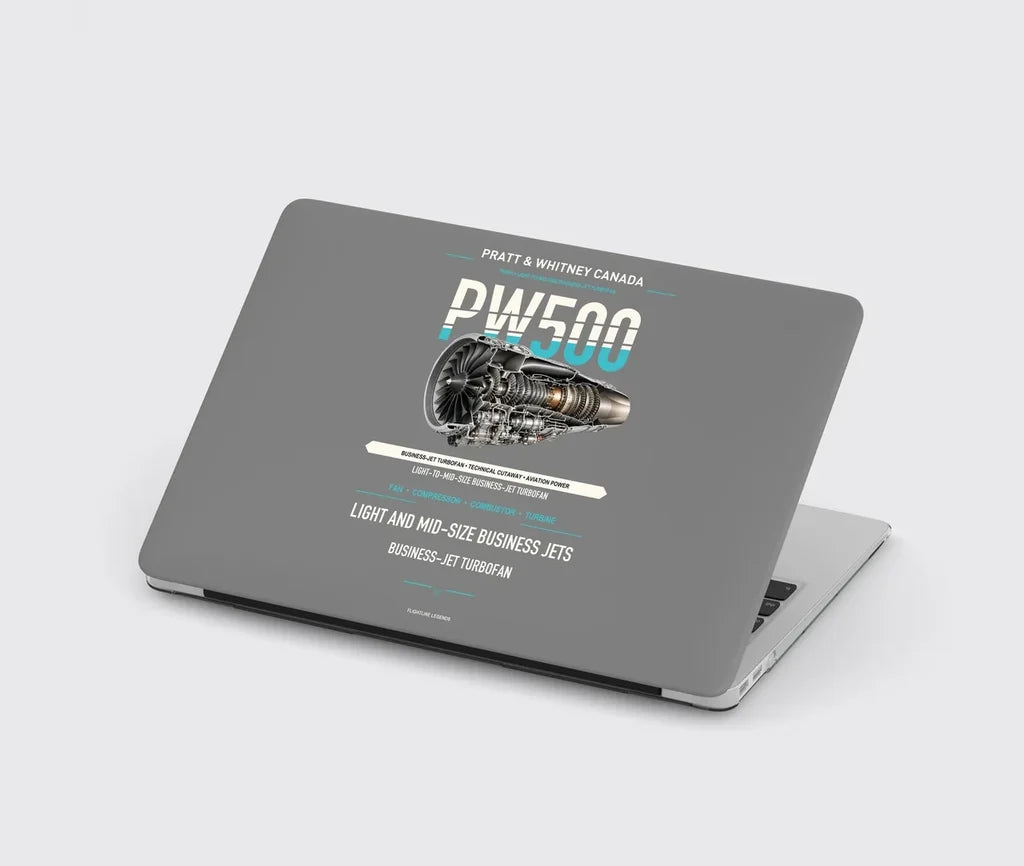PW500 design on gray MacBook case