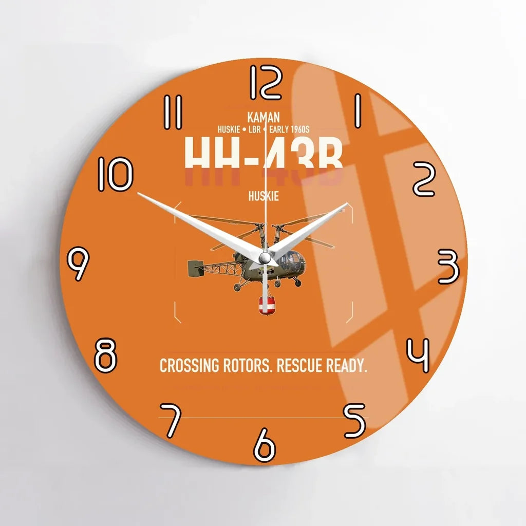 Kaman HH-43B Huskie design on orange no frame wall clock