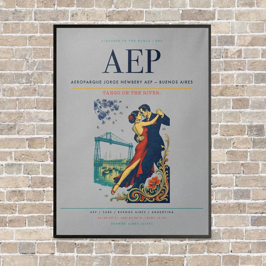 Aeroparque Jorge Newbery AEP — Buenos Aires vertical canvas print - framed - light gray background