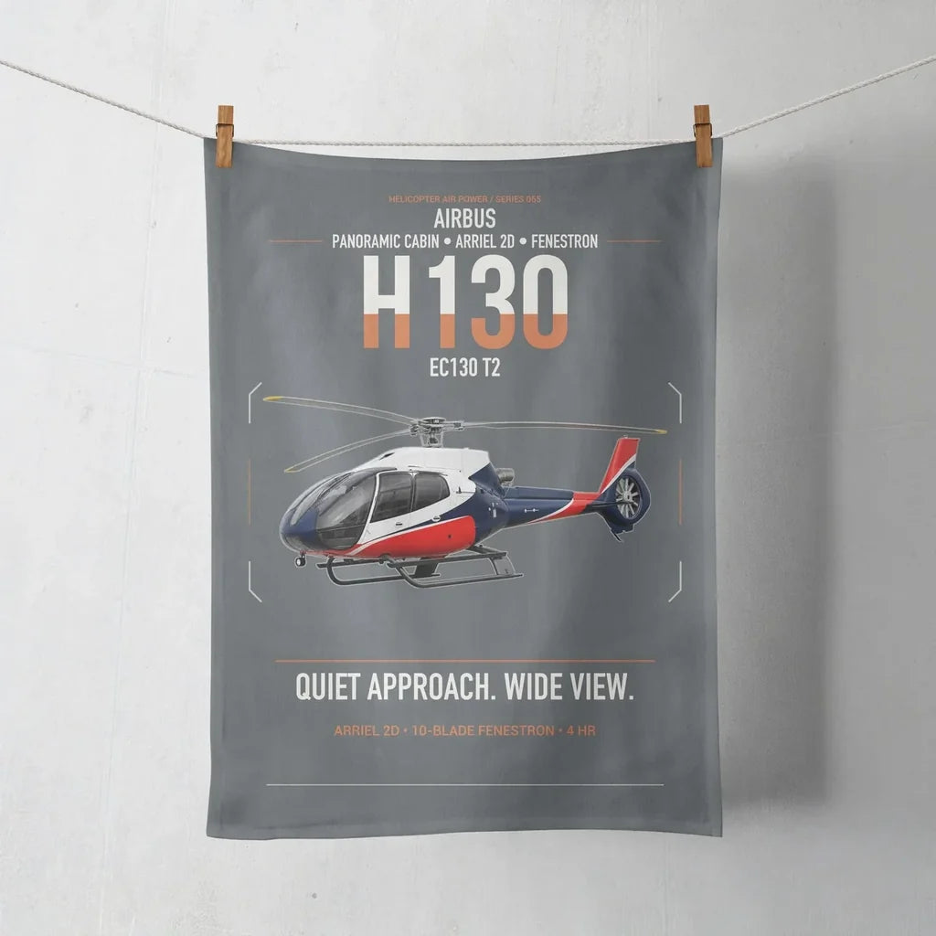 Airbus H130 design on gray towel