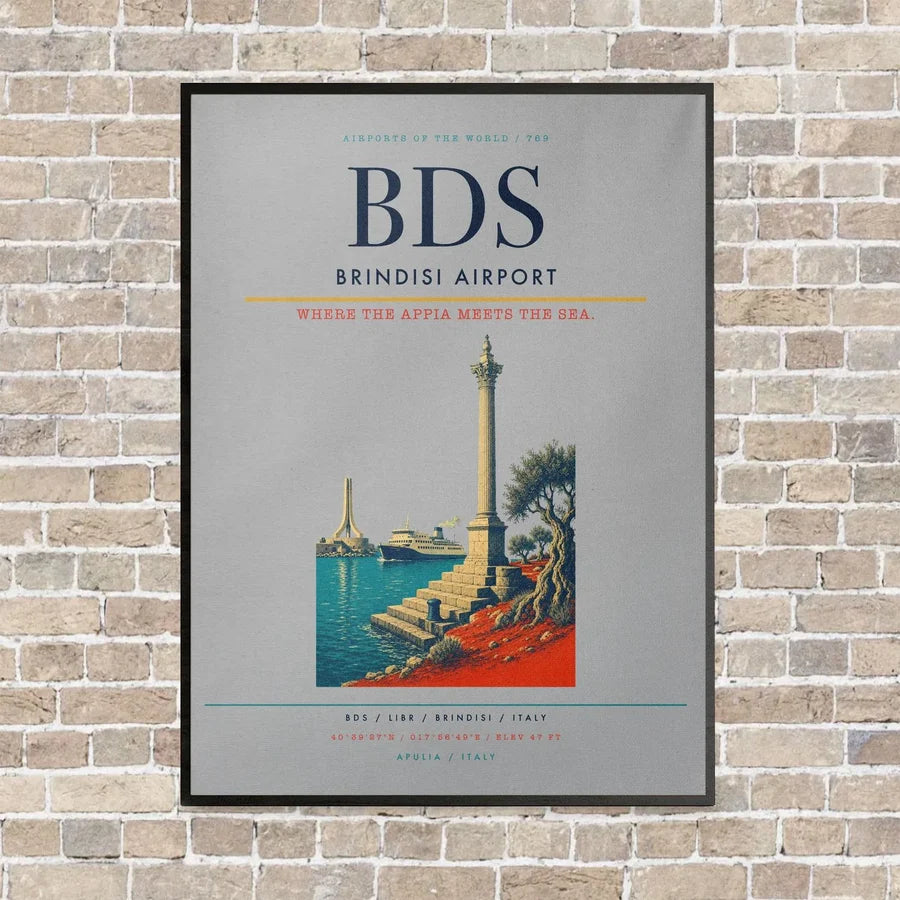 Brindisi Airport BDS - Canvas Framed - Light Gray
