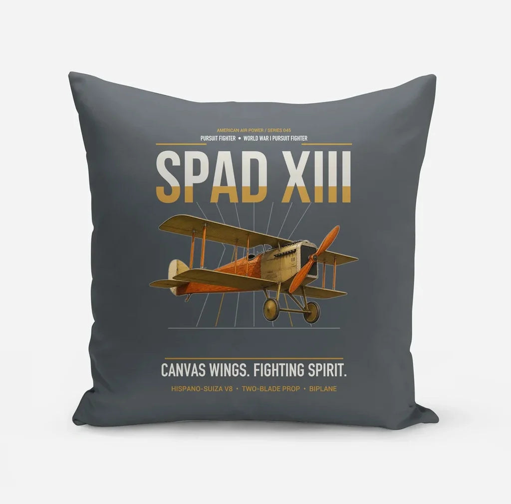 SPAD XIII design on gray pillow