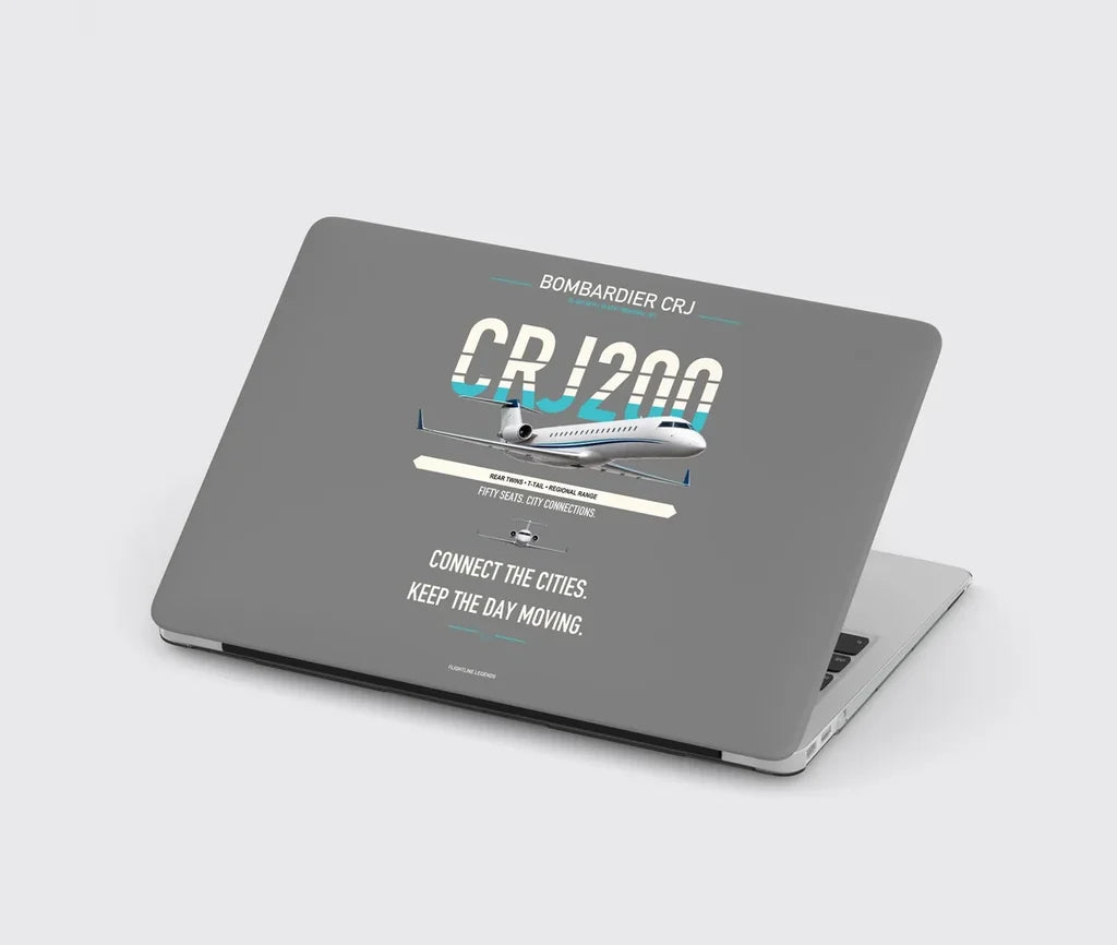 Bombardier CRJ200 design on gray MacBook case