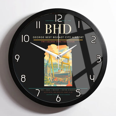 George Best Belfast City Airport BHD Wall-Clock Framed - Black