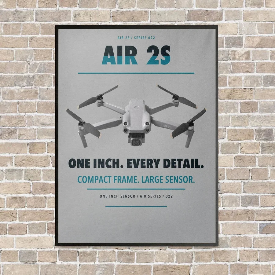 DJI Air 2S vertical canvas print - framed - light gray background