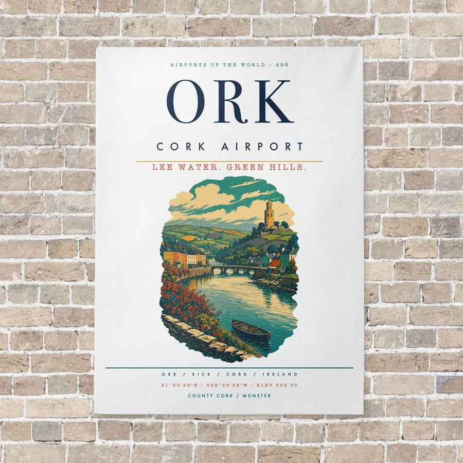 Cork Airport ORK vertical canvas print - no frame - white background