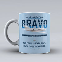 Thumbnail for Cessna Citation Bravo design on light blue ceramic mug, double-side print