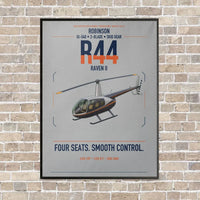 Thumbnail for Robinson R44 Raven II vertical canvas print - framed - light gray background