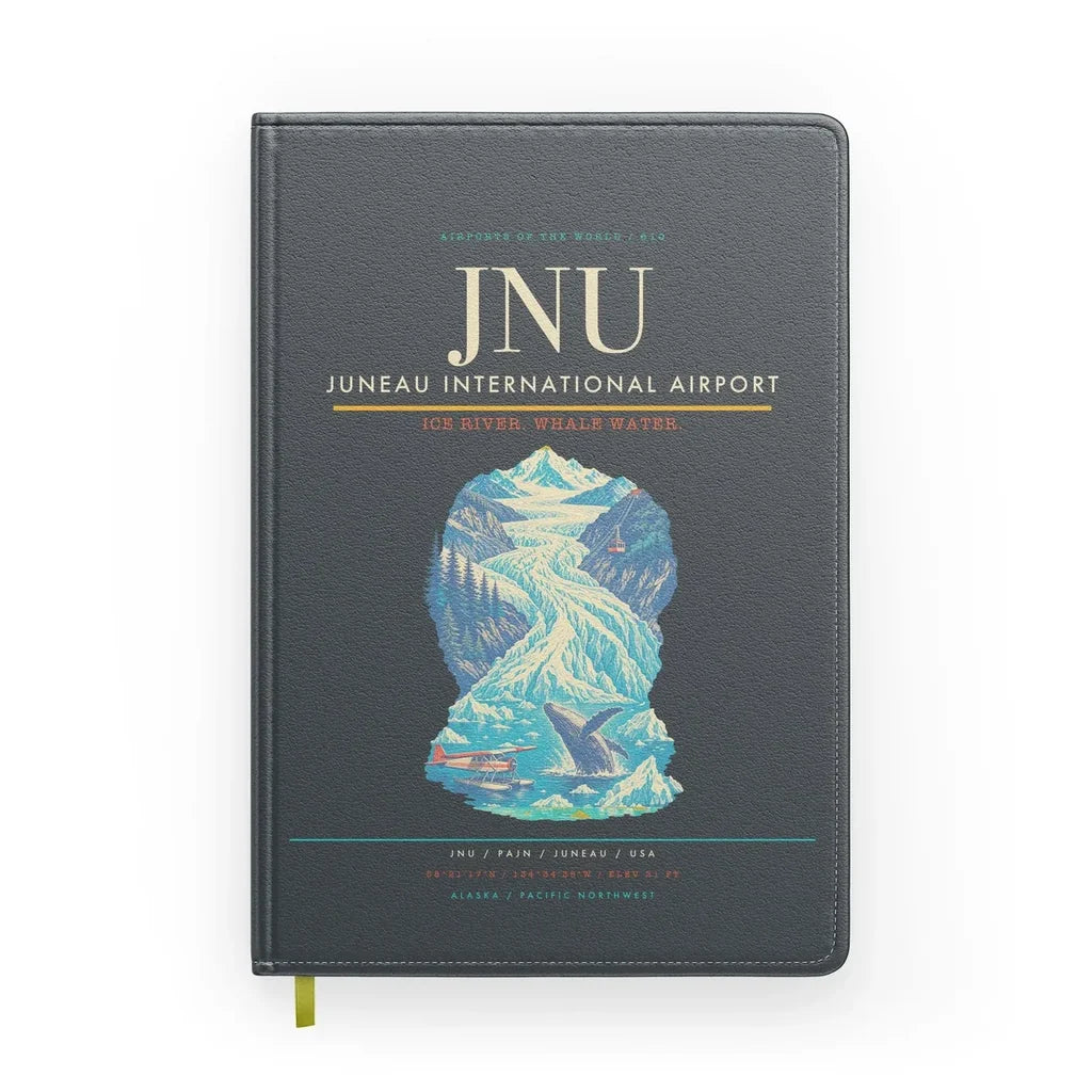 Juneau International Airport (JNU) design on gray notebook