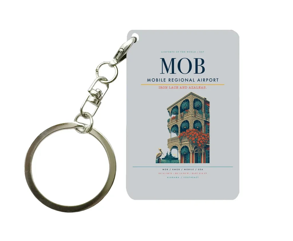 Mobile Regional Airport (MOB) design on light gray key chain