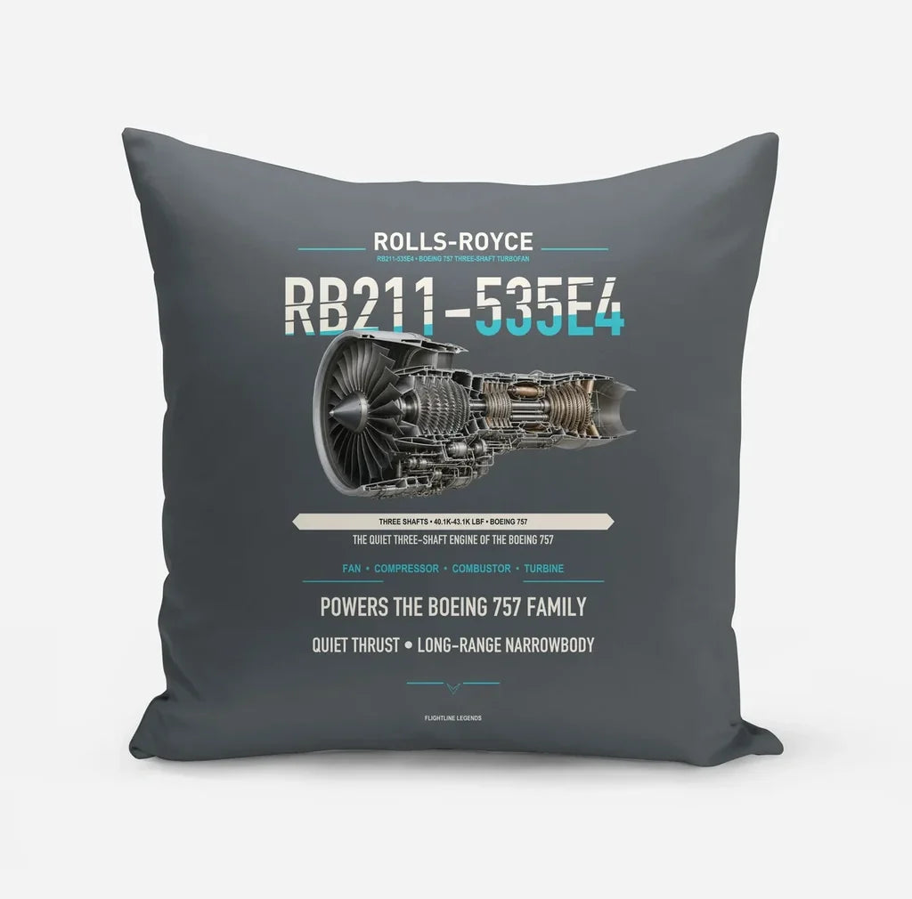 RB211-535E4 design on gray pillow