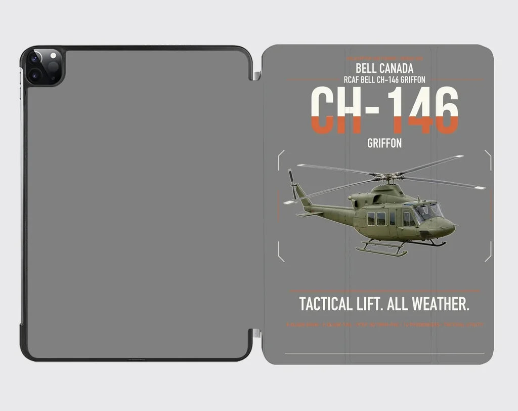 Bell Canada CH-146 Griffon design on gray ipad tablet case