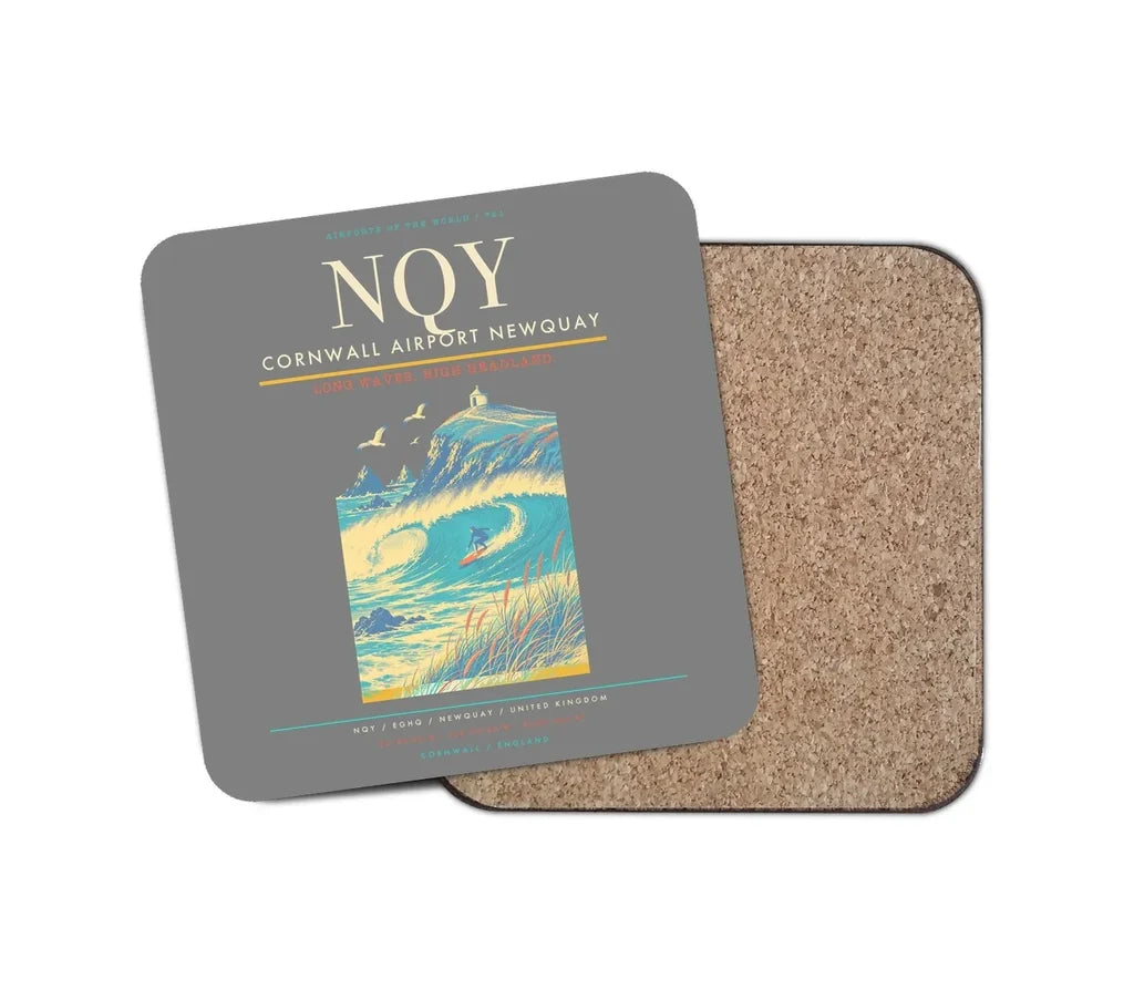 Cornwall Airport Newquay (NQY) design on gray 1 piece coaster