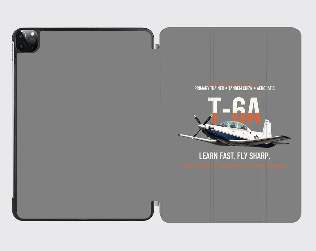 T-6A Texan II Train The Next Generation design on gray ipad tablet case