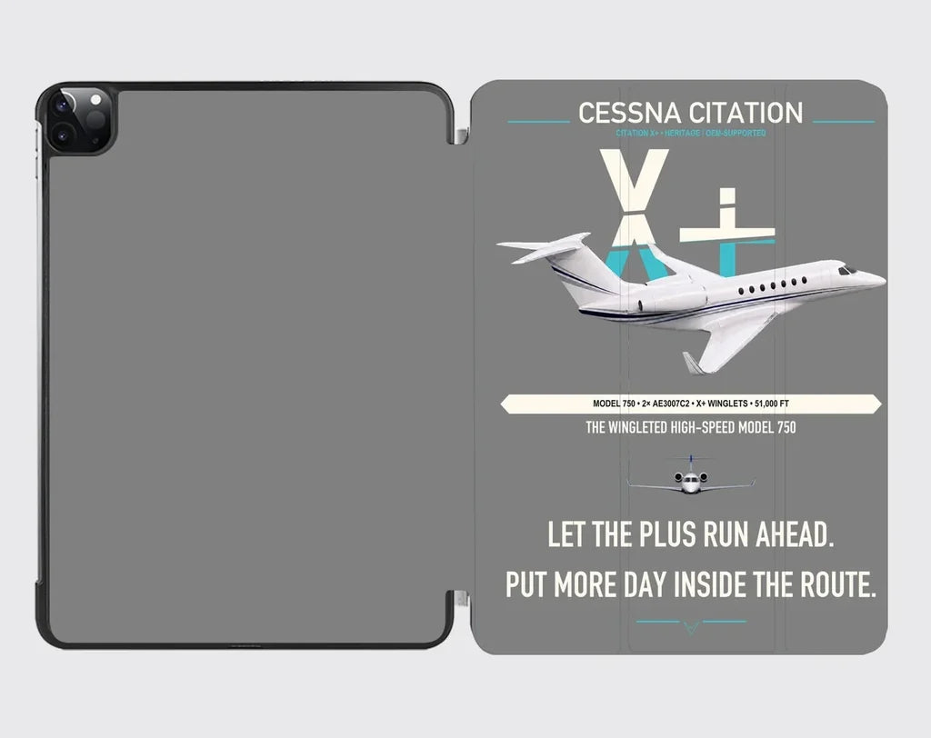 Cessna Citation X+ design on gray ipad tablet case