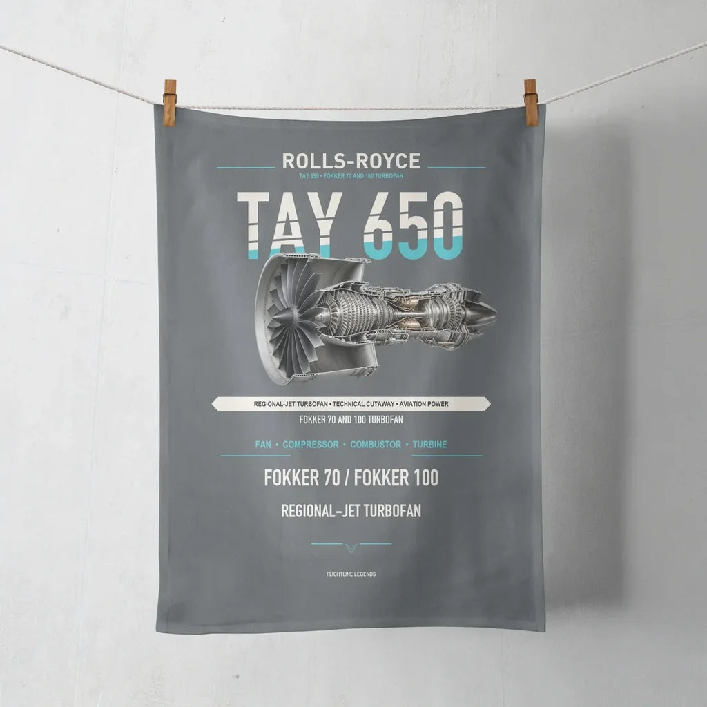 TAY 650 design on gray towel