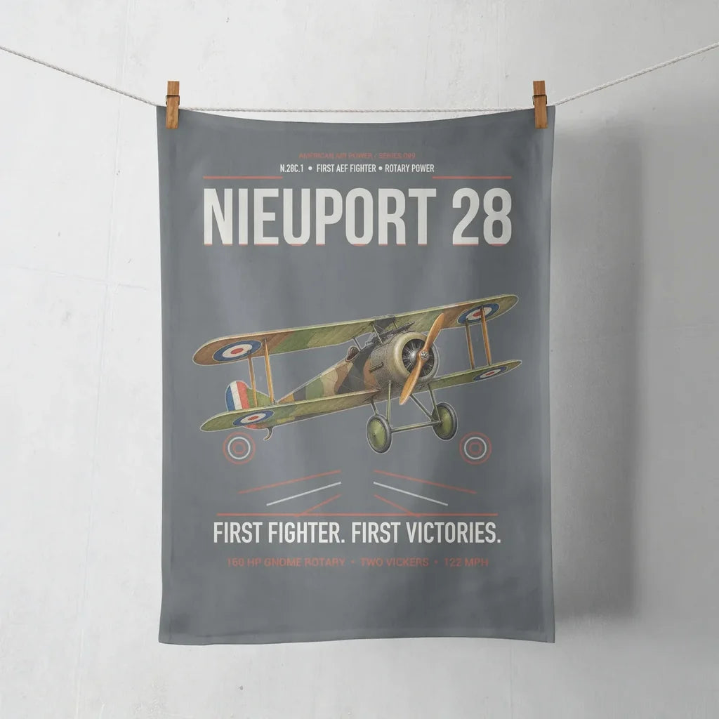 Nieuport 28C.1 design on gray towel