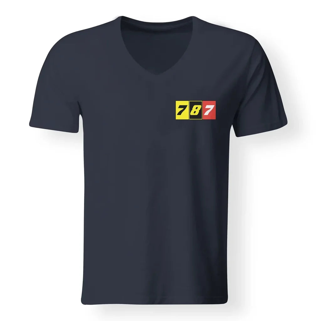 Flat Colourful 787 Designed V-Neck T-Shirts - view 11