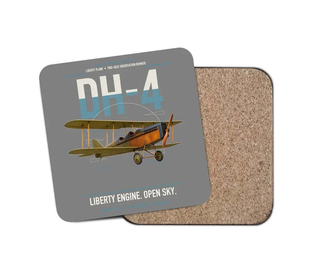 Airco DH-4 Liberty Plane design on gray 1 piece coaster
