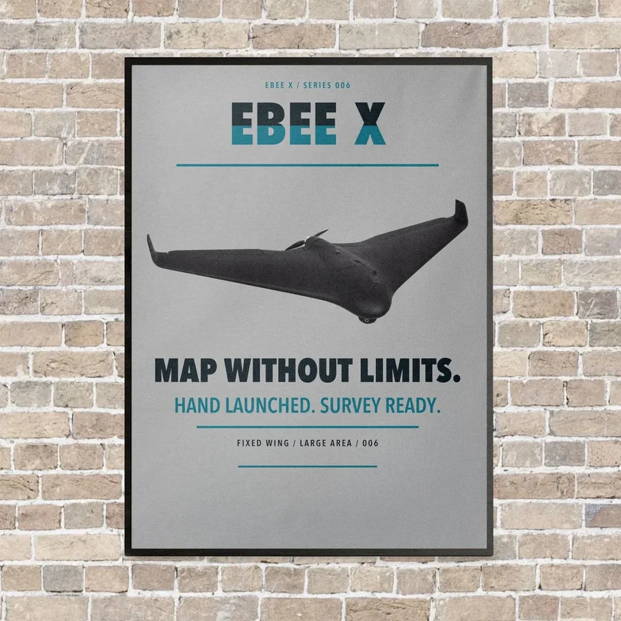 AgEagle eBee X vertical canvas print - framed - light gray background