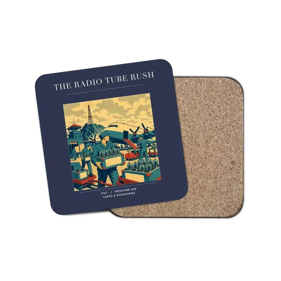 The Radio Tube Rush - Designed Coasters design on navy blue 1-piece