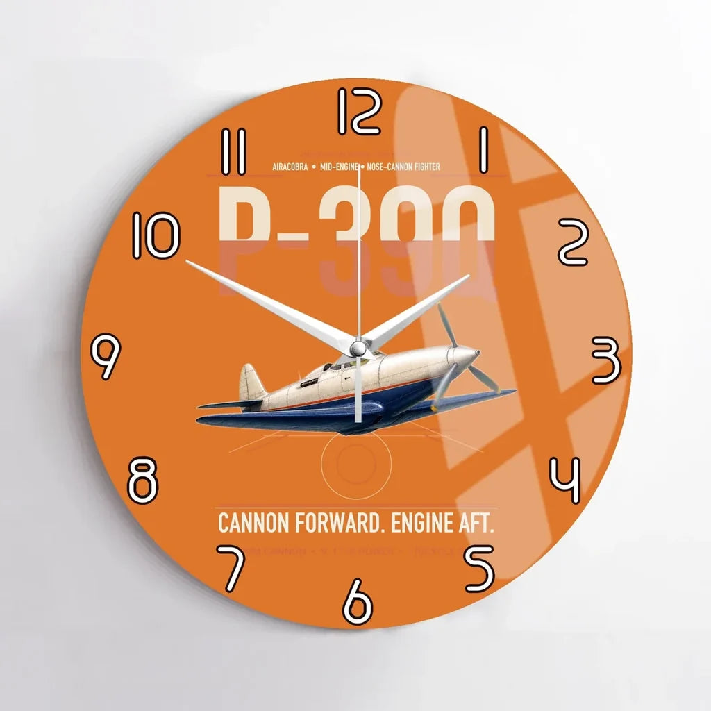 P-39Q Airacobra design on orange no frame wall clock