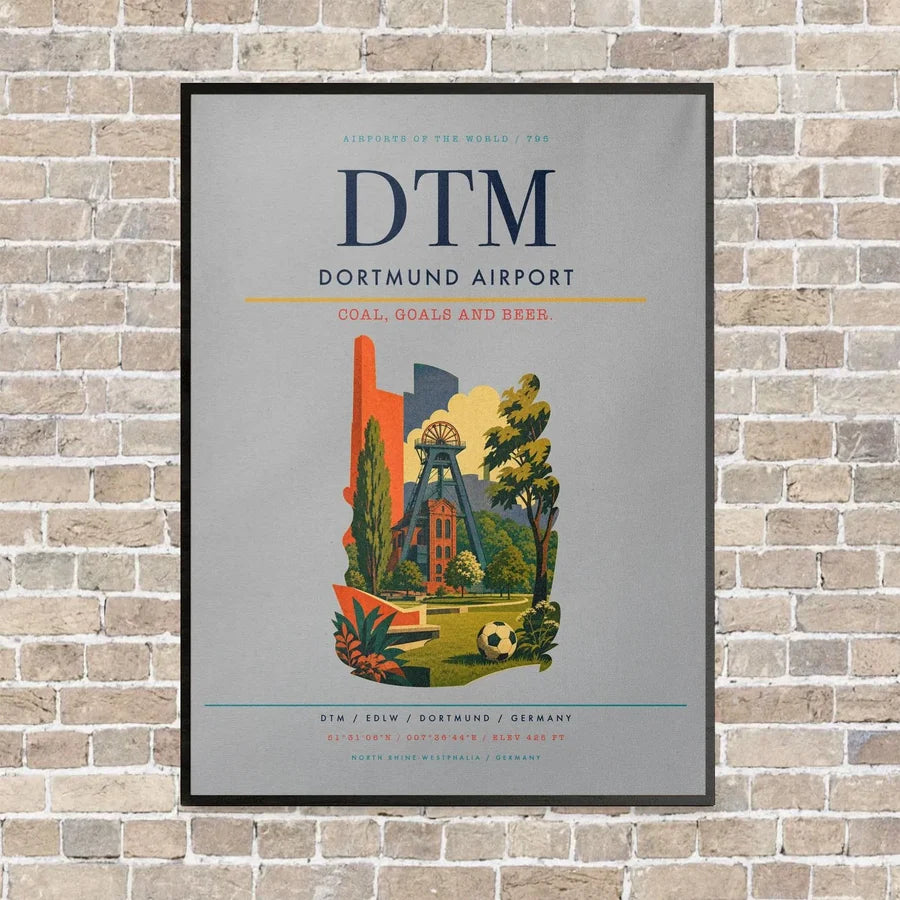 Dortmund Airport DTM vertical canvas print - framed - light gray background