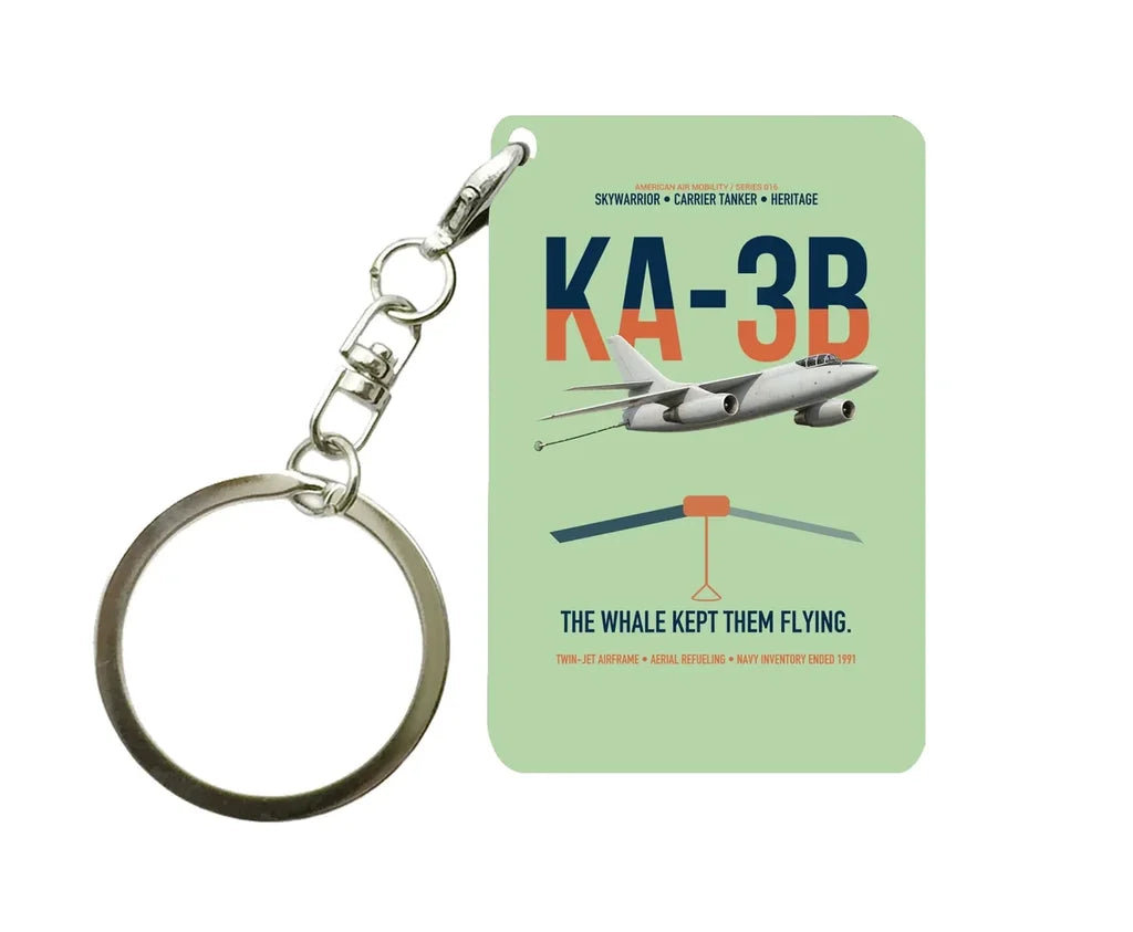KA-3B Skywarrior design on light green designed key chain, double-side print