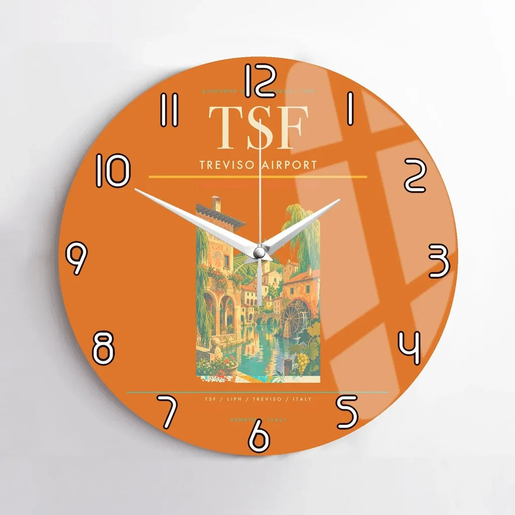 Treviso Airport (TSF) design on orange no frame wall clock