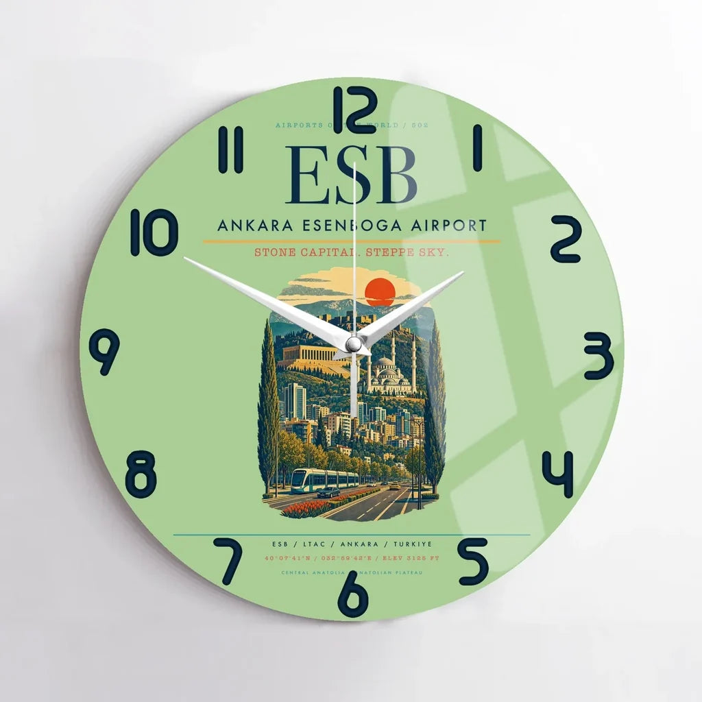 Ankara Esenboga Airport ESB Wall-Clock No-Frame - Light Green