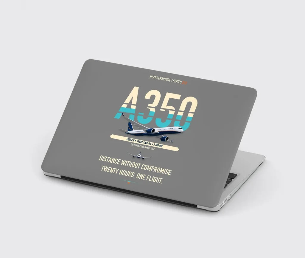 Airbus A350-900ULR design on gray MacBook case