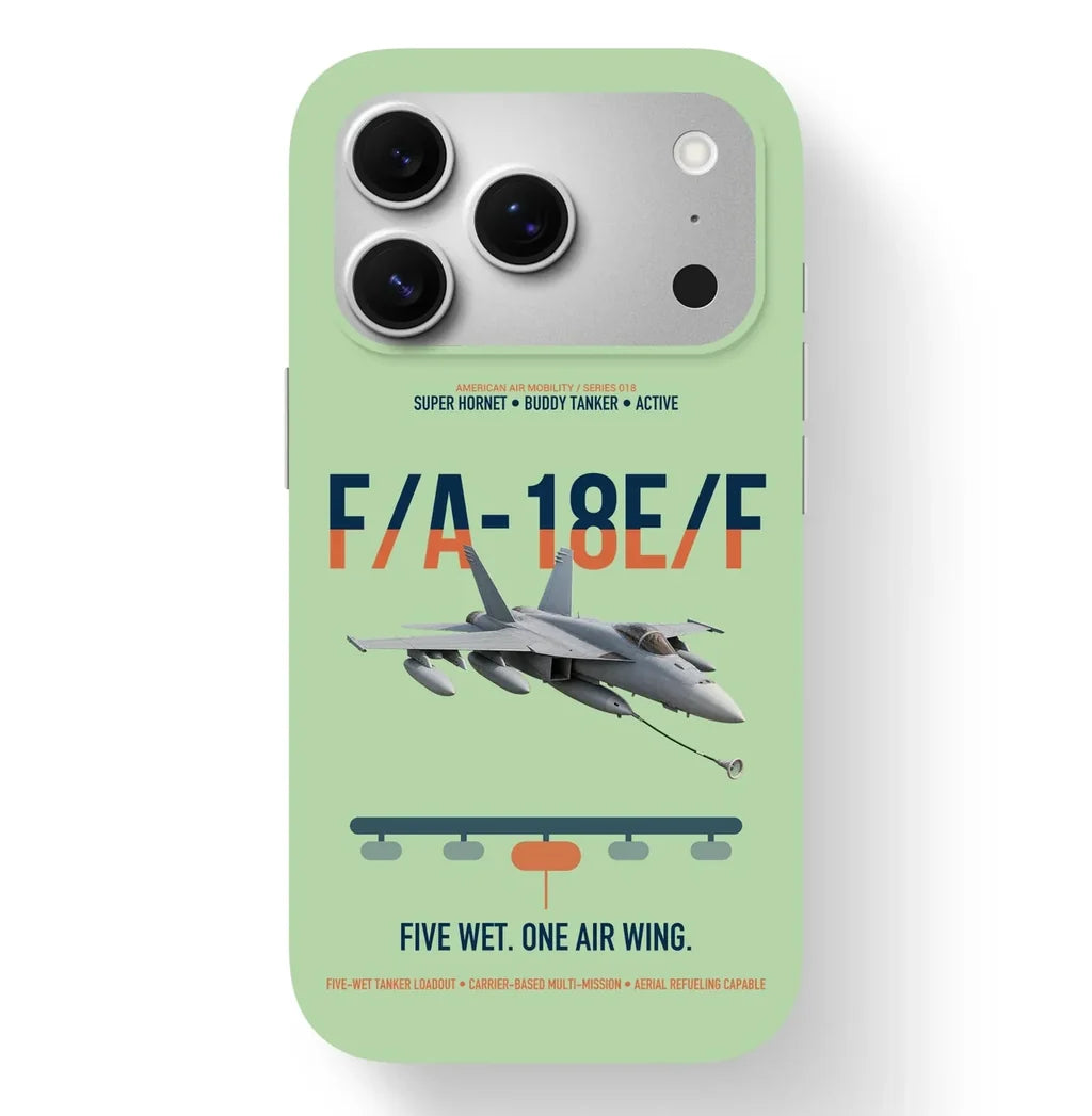 F A-18E F Buddy Tanker design on light green magsafe iphone case, for iPhone 17 Pro