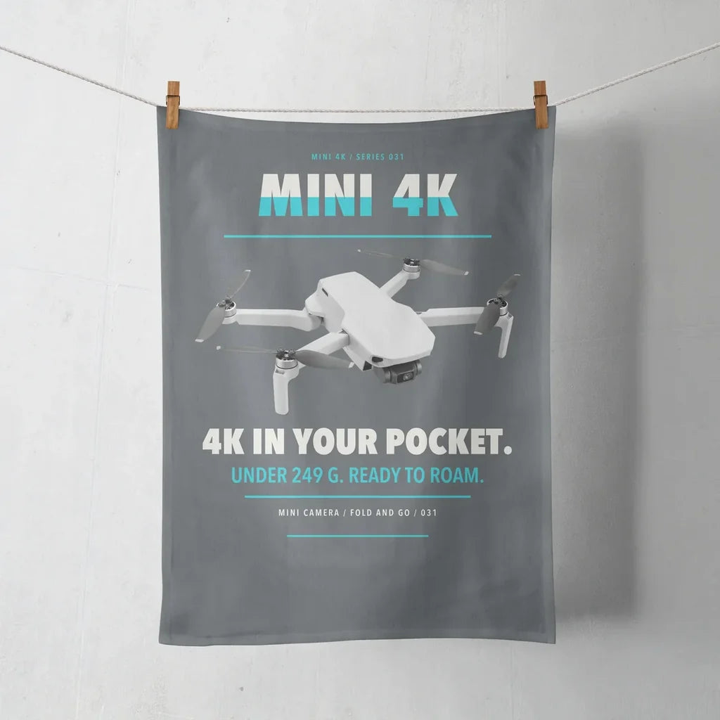 DJI Mini 4K design on gray towel