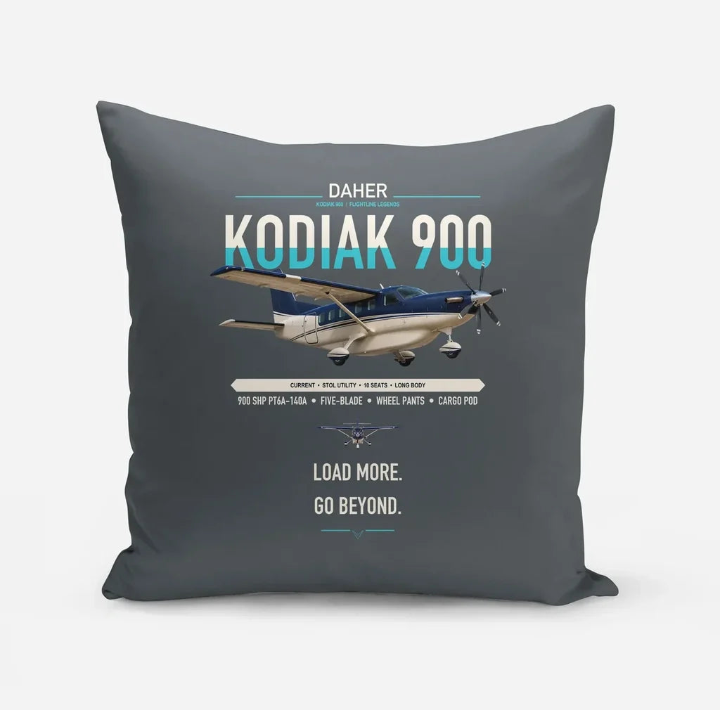 Daher Kodiak 900 design on gray pillow