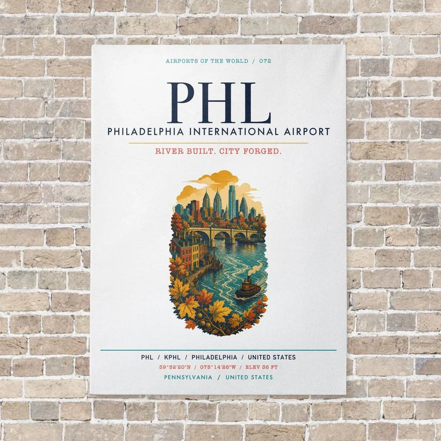 Philadelphia International Airport PHL vertical canvas print - no frame - white background