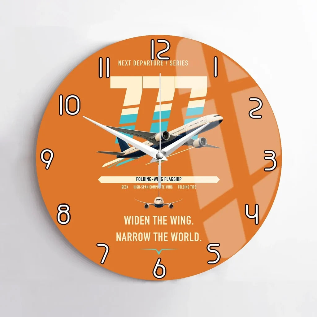 Boeing 777-9 design on orange no frame wall clock